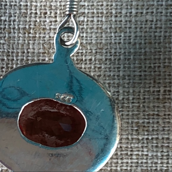 Silver with Orange Stone Earrings - 925 Silver - Picture 8 of 10